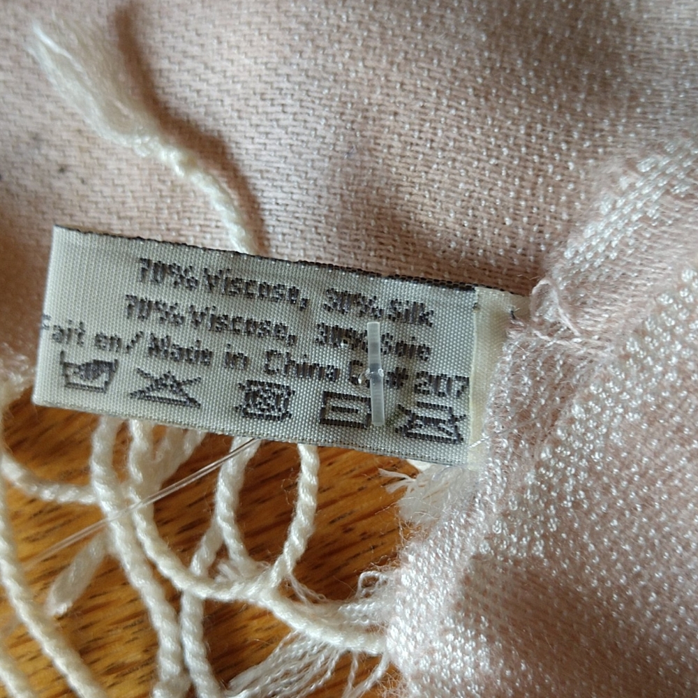 CHRISTMAS Copy SILK Blend PALE Dusty Pink Pashima NWOT - Picture 5 of 5